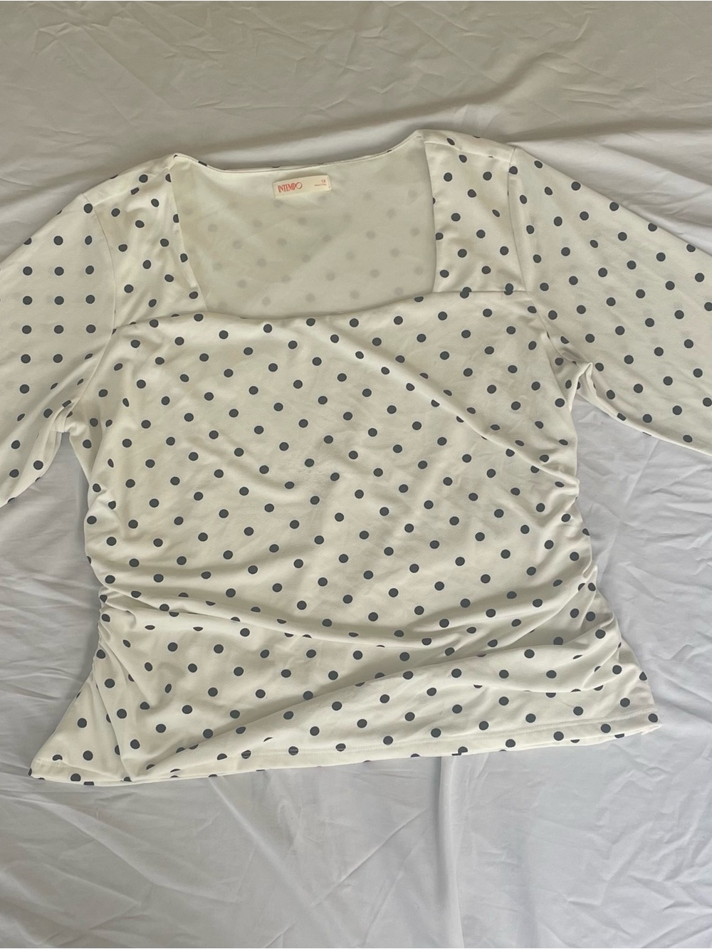 NIMMO White Scoop Neck Polka Dot Blouse